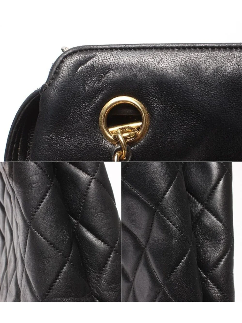 Chanel Chain Shoulder Bag Gold Quilted